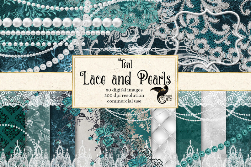 teal-lace-and-pearls-digital-scrapbook-kit