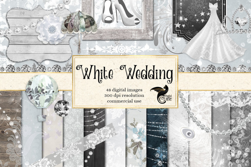 white-wedding-digital-scrapbook-kit