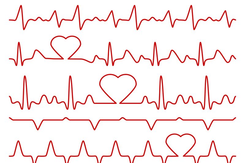 cardiogram-and-pulse-vector-symbols-with-heart-shape