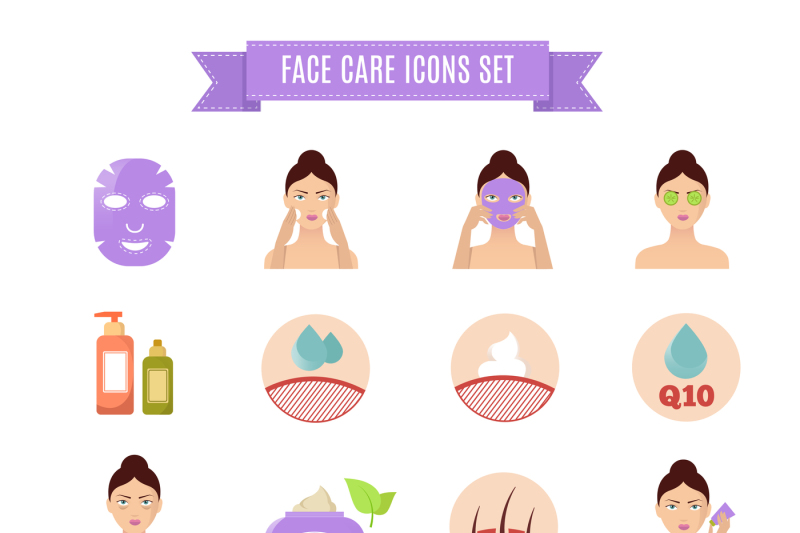 healthy-skin-and-care-vector-flat-icons