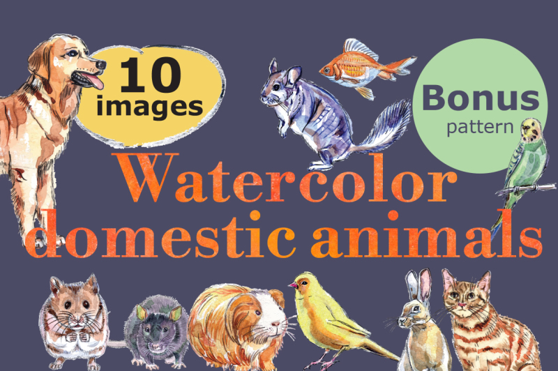 watercolor-vector-domestic-animals