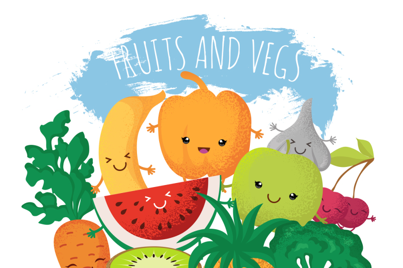 group-of-funny-fruit-and-vegetables-friends-vector-characters-with-ha