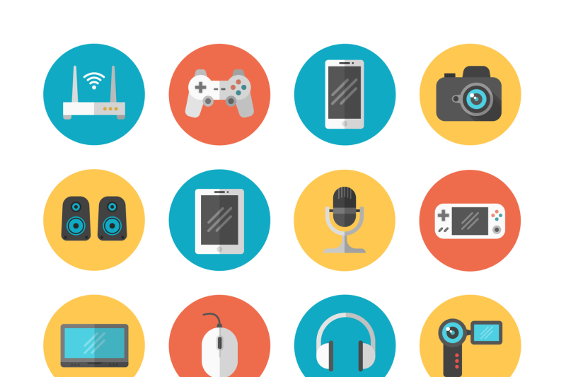 electronic-gadgets-and-device-flat-vector-icons