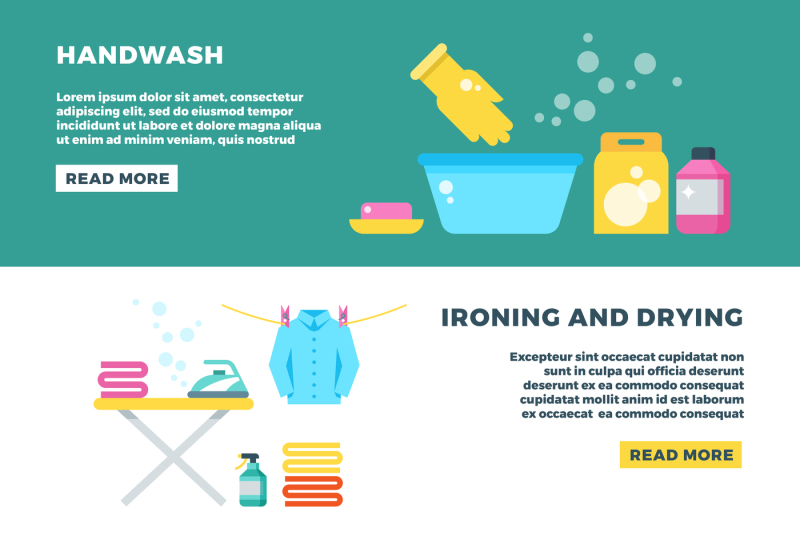 washing-and-drying-clothes-laundry-service-vector-advertising-banner