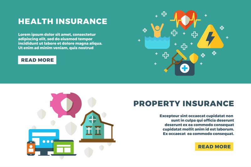 business-insurance-banking-services-and-safety-vector-banners-set