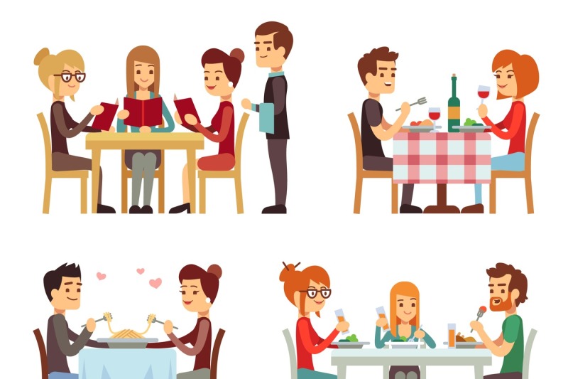 people-in-restaurant-eating-dinner-vector-flat-concepts