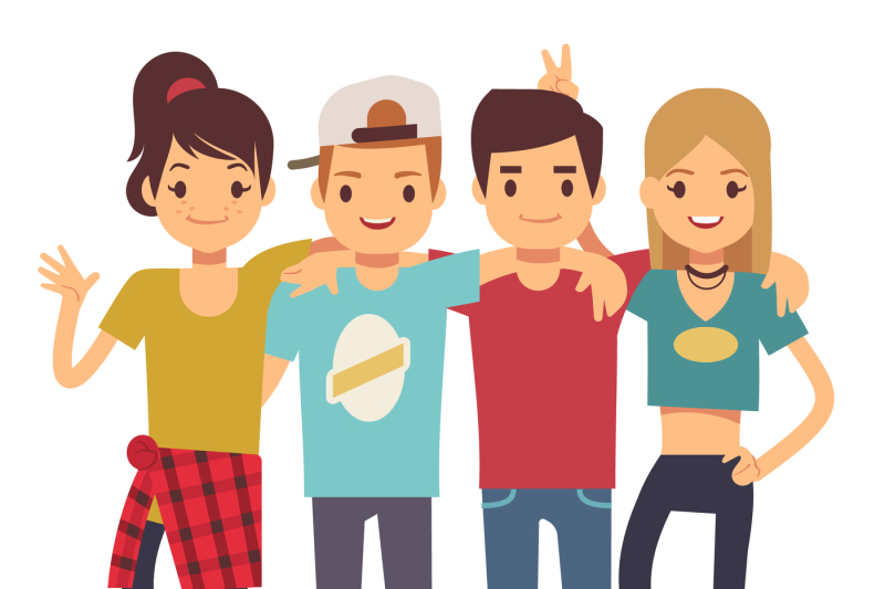 smiling-young-hugging-friends-adolescentes-friendship-vector-concept