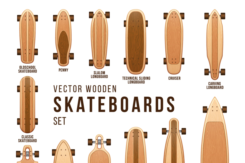 different-skateboard-types-vector-templates-set