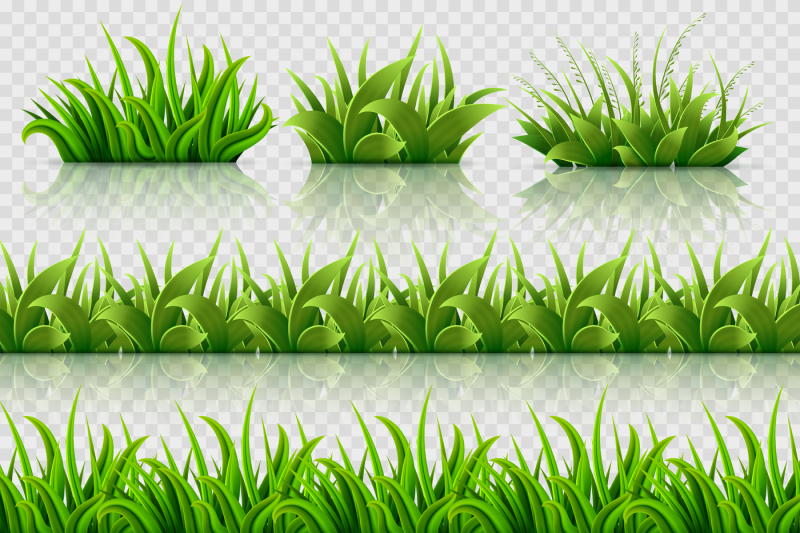 green-grass-vector-seamless-borders-set