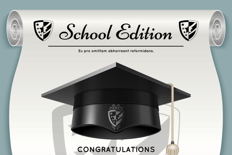 high-school-academic-concept-with-graduation-cap-congratulations-vect