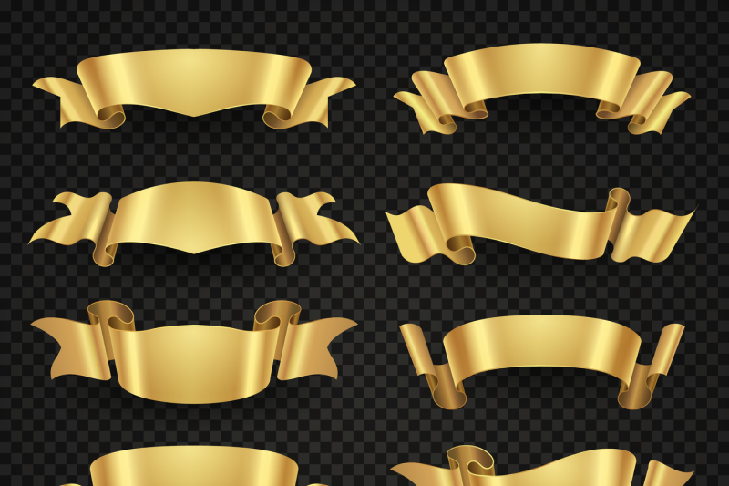 isolated-modern-golden-shiny-3d-ribbon-banners-vector-collection