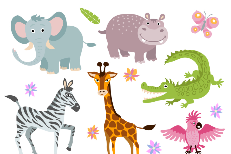 cartoon-cute-african-savanna-animals-vector-set