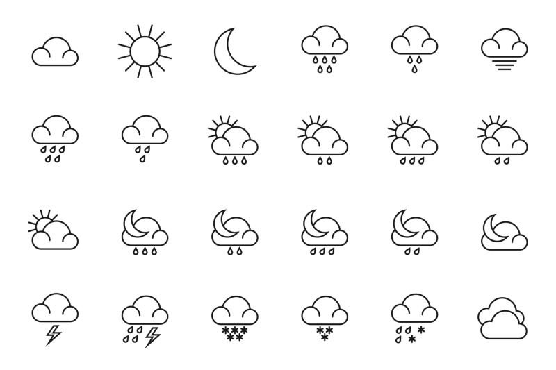 meteorology-symbols-and-weather-vector-thin-line-icons-set