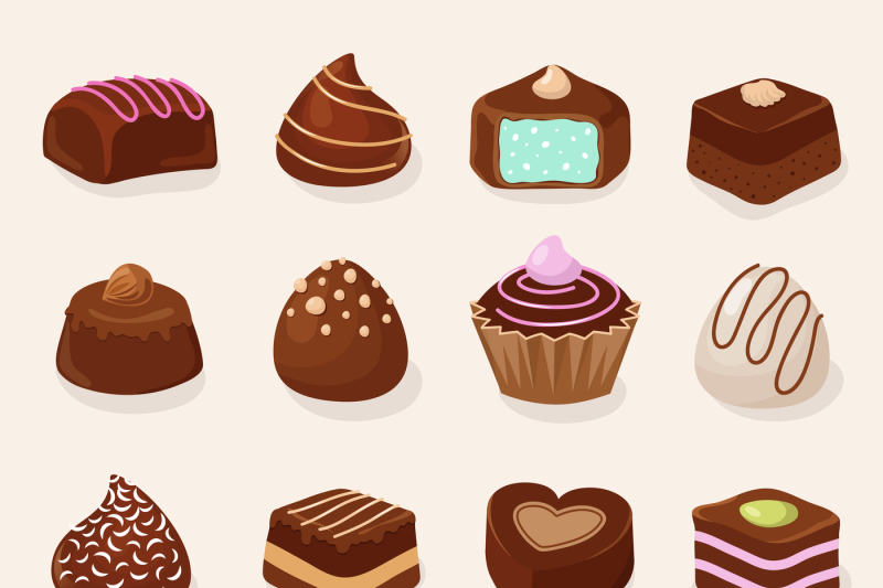 cartoon-chocolate-desserts-and-candies-vector-set