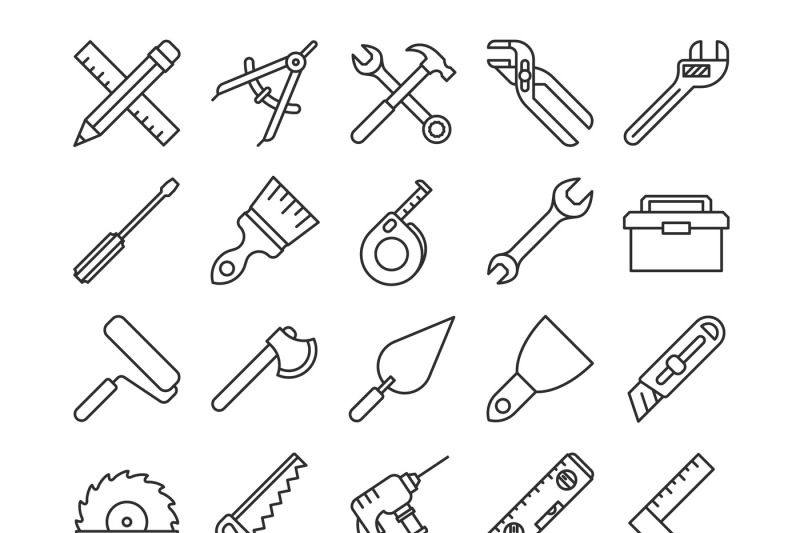 mechanical-tools-line-vector-icons