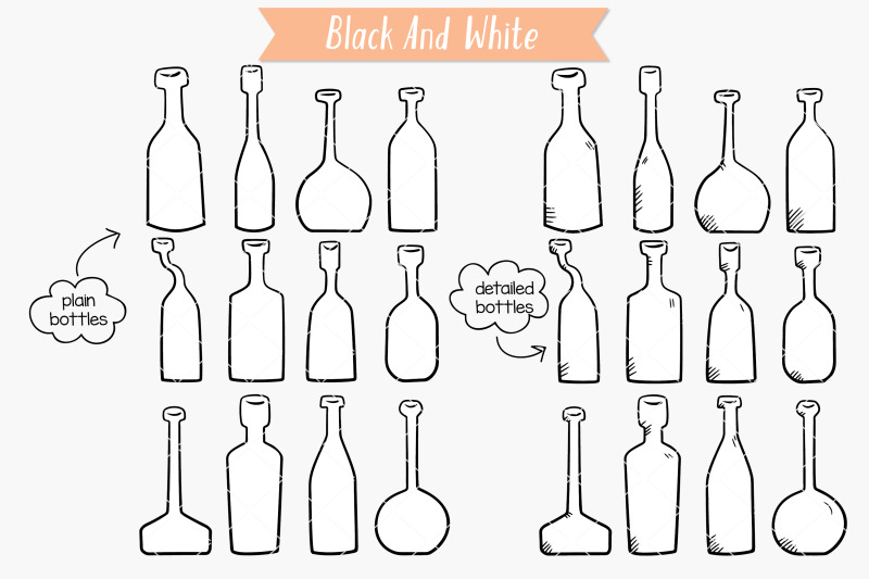 bottles-black-amp-white-hand-drawn-potion-vials-vintage-wine-bottles