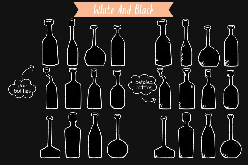 bottles-black-amp-white-hand-drawn-potion-vials-vintage-wine-bottles