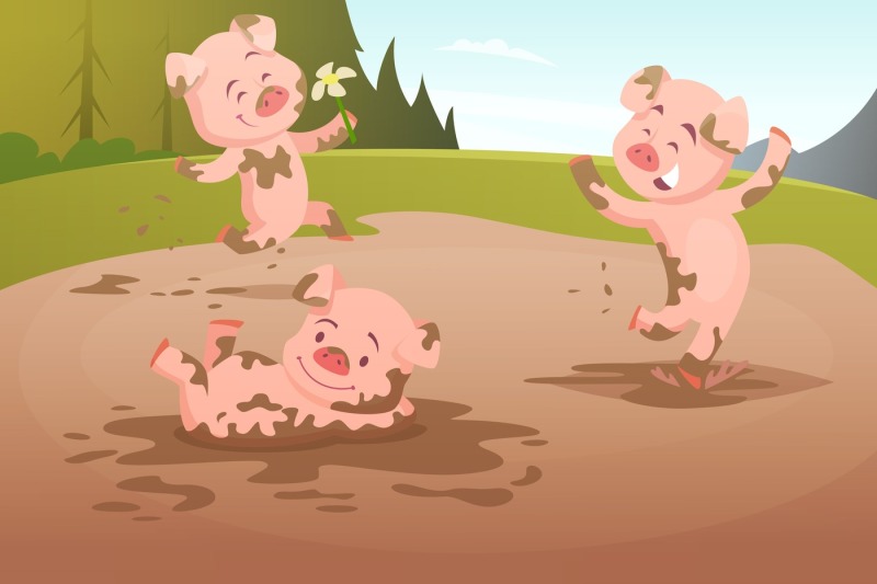 kids-pigs-playing-in-dirty-puddle