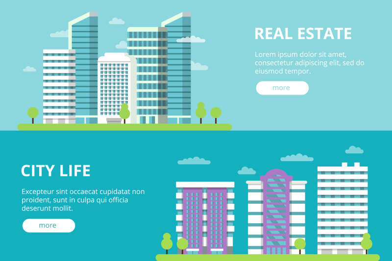 horizontal-banners-with-modern-business-buildings