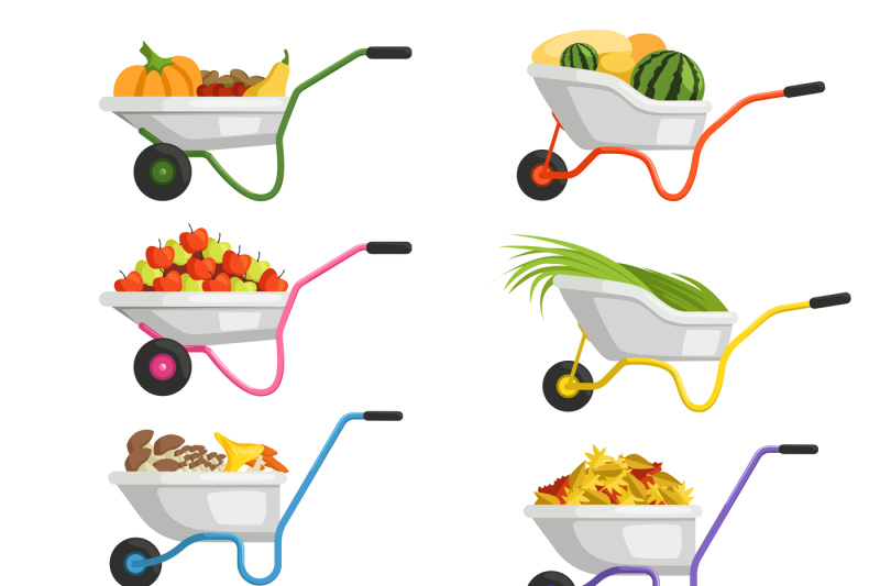 set-of-wheelbarrows-with-different-fruits-and-vegetables