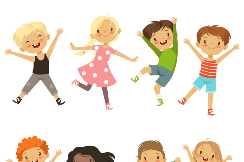 active-kids-in-different-action-poses-vector-illustrations