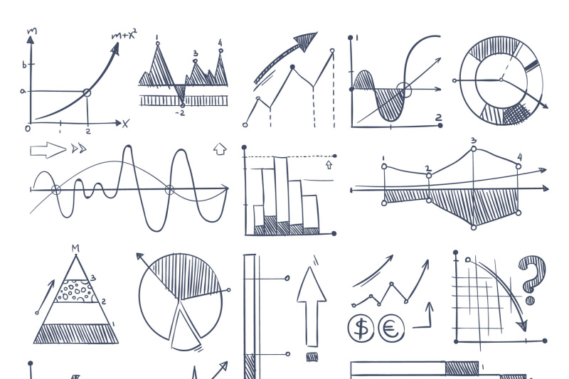 business-charts-and-diagrams-set-in-doodle-style-vector-pictures