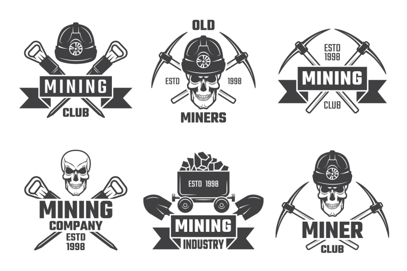 mineral-and-gold-mining-vector-emblems