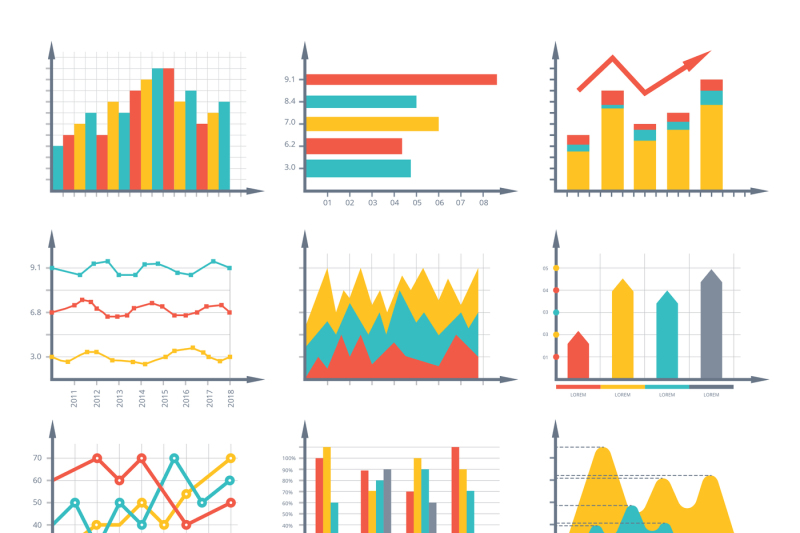 financial-business-graphics-and-diagram-set-in-vector-style-infograph