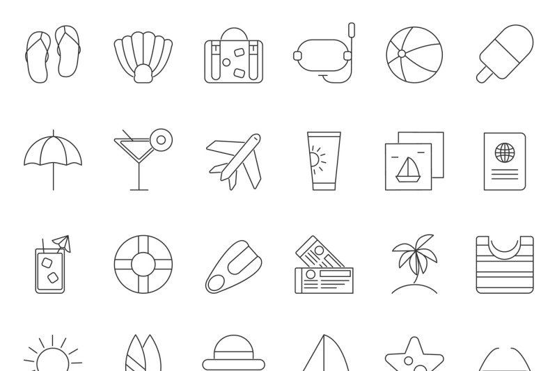 mono-line-pictures-of-summer-time-theme-vector-icons-set