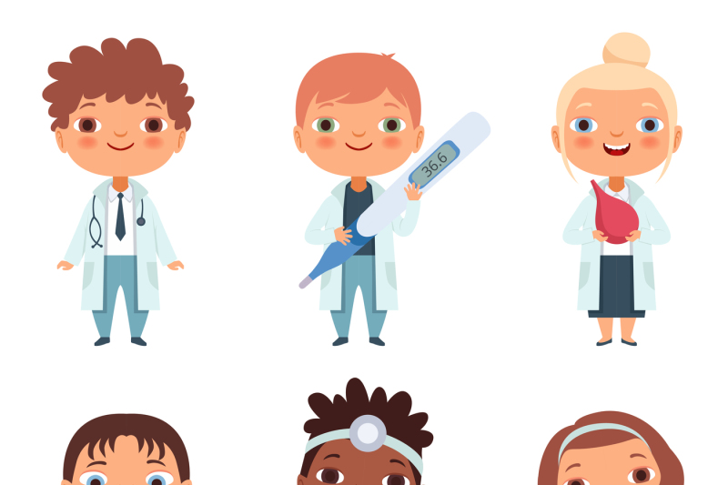 children-in-the-doctor-profession-in-the-various-action-poses