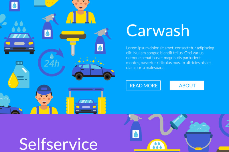 vector-web-banners-illustration-with-car-wash-flat-icons