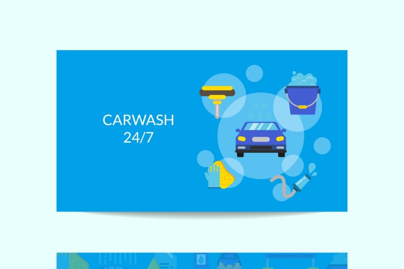 vector-business-card-template-for-car-washing-service-with-flat-icons