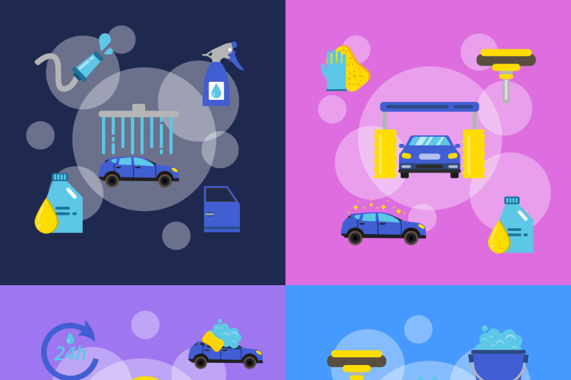 vector-banners-set-of-concept-illustrations-with-car-wash