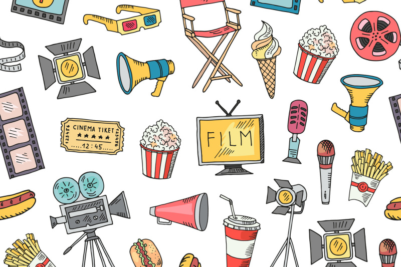 vector-cinema-doodle-icons-background-or-pattern-illustration