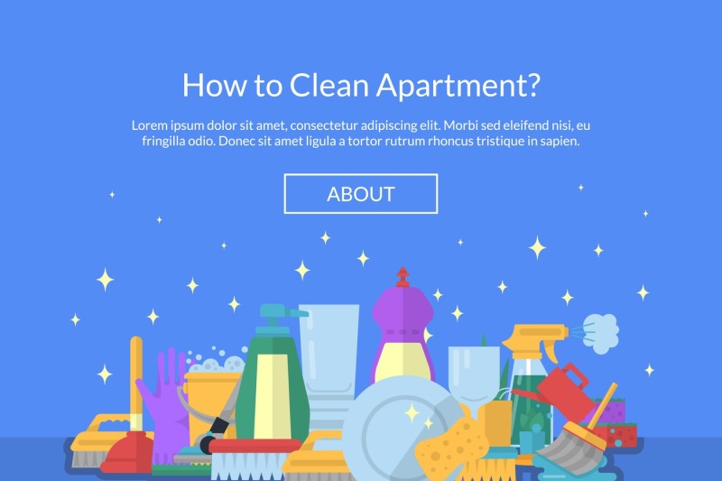 vector-cleaning-flat-icons-website-page-template-illustration