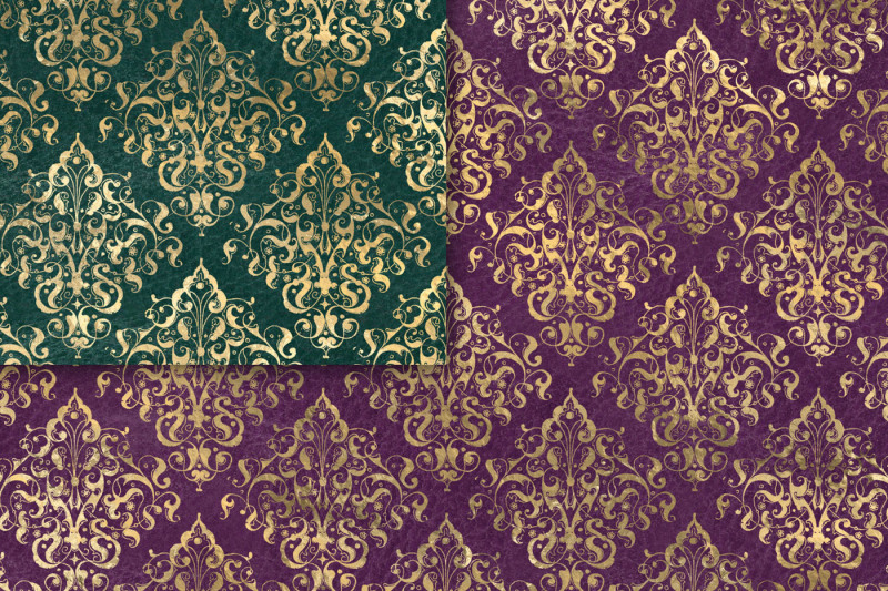 gold-damask-leather-digital-paper