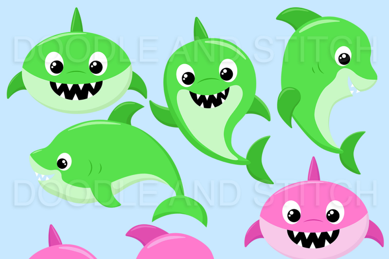 shark-family-clipart-illustrations