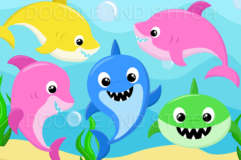 shark-family-clipart-illustrations