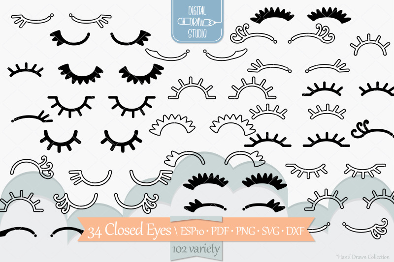 closed-eyes-hand-drawn-eyelash-girls-sleepy-eyes