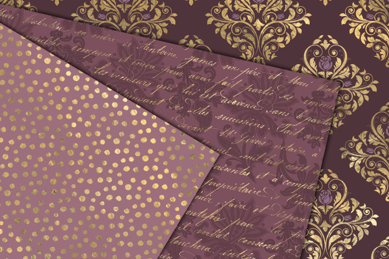 mauve-and-gold-digital-paper