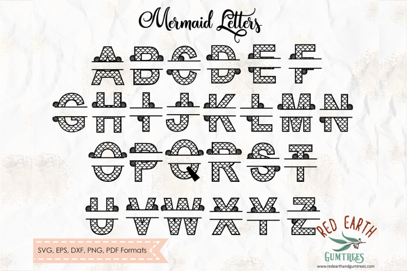 mermaid-split-letters-in-svg-dxf-png-eps-pdf-formats