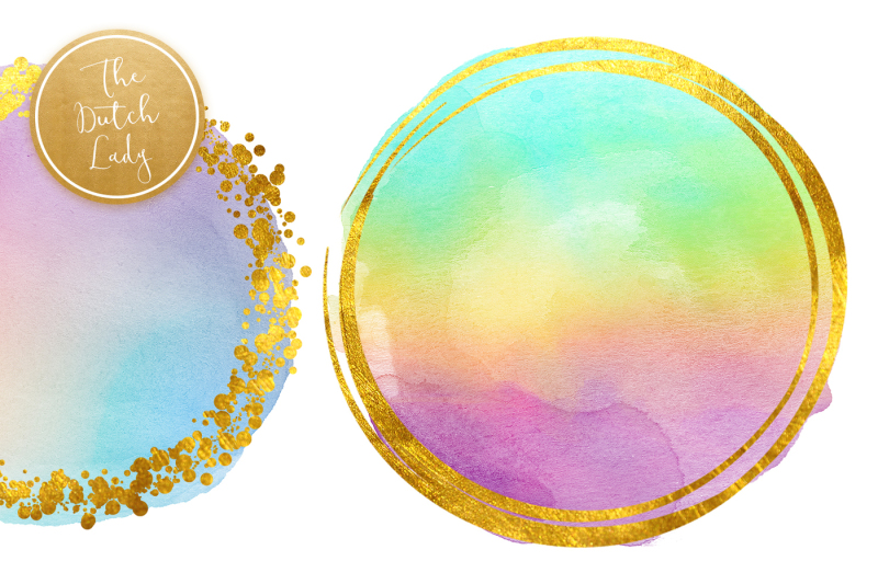 rainbow-dots-and-golden-decoration-clipart-set