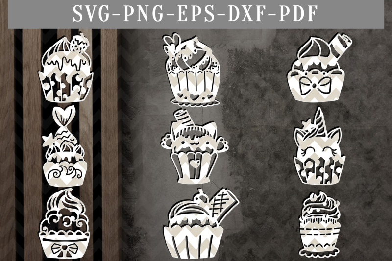 cupcake-bundle-papercut-template-bundle-birthday-clipart-svg-dxf-pdf