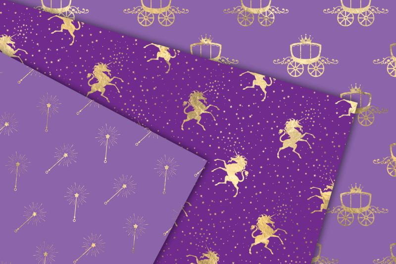 purple-and-gold-princess-digital-paper