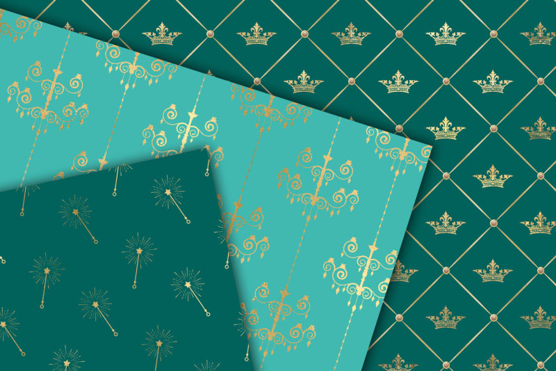 turquoise-and-gold-princess-digital-paper