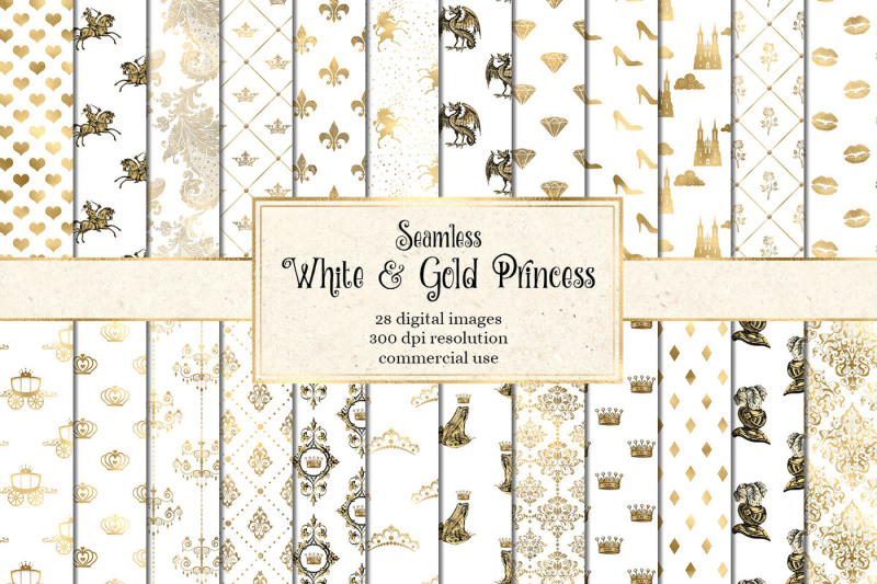 white-and-gold-princess-digital-paper