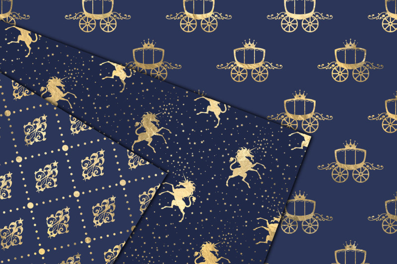 navy-and-gold-princess-digital-paper