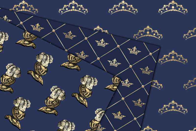 navy-and-gold-princess-digital-paper