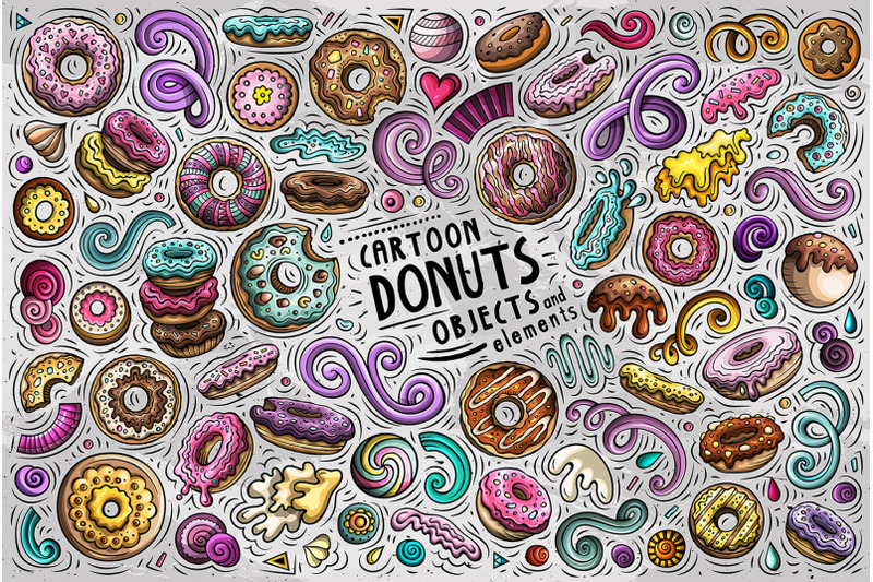 donuts-cartoon-vector-objects-set