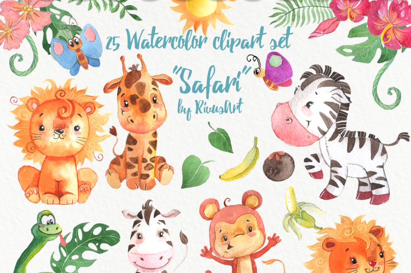 watercolor-safari-animals-pack